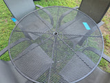 5-Piece Patio Dining Set, Classic Black Metal Table w/Swivel Chairs (Mesh Seats)