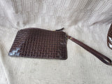 Dooney & Bourke Brown Leather Basket Weave Tote with Matching Wristlet