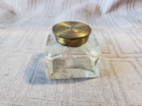 Vintage Clear Glass and Brass Inkwell