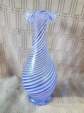 Pasabahce Blue Spiral Art Glass Bud Vase