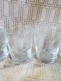 Set of 6 Etched Clear Glass Scottish Thistle Lowball Glasses