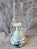 Signed Glazed Pottery Oil Lamp