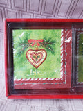 Home Accents Christmas Glass Cheese Tray with Spreader and Cocktail Napkin Set UNOPENED