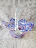 Glass Swirl Pattern Basket Candy Dish