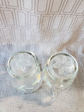 Hand Painted Clear Glass Creamer and Sugar Set