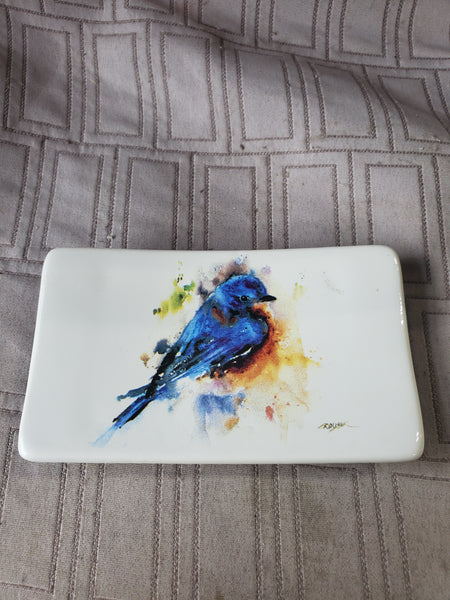 Dean Crouser Ceramic Blue Bird Spoon Rest