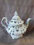 White Ceramic Lace Teapot Tealight Candle Holder