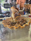 Small Table Top Ceramic  Shell Fountain w/Pump, Works