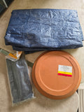 P-Three Piece Gardening Lot, Tarp, Saucer, Plastic Stakes(10)
