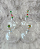 Set of 4 Clear Glass and Multi-Colored Painted Margarita Glasses