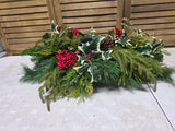 Faux Greenery Holiday Arrangement w/Candle Holder