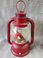 Cardinal Holiday Snowglobe Lantern WORKS