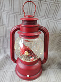 Cardinal Holiday Snowglobe Lantern WORKS