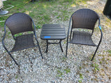 3-Piece Aluminum and Wicker  Outdoor Patio Set, Chairs(2) and Side Table