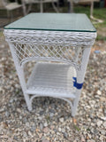 White Wicker Side Table/Plant Stand