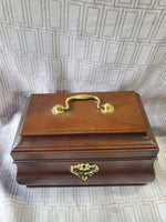 Virginia Metalcrafters Colonial Williamsburg Restoration Mahogany Wood Tea Box MISSING KEY
