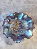 Purple Iridescent Carnival Glass Tri-Footed Candy Dish