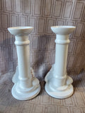 Pair of Portugal Glazed Terracotta Seashell Candlesticks