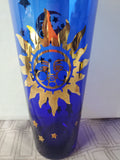Si-An Cobalt Blue Glass Sun, Stars, and Moon Decanter