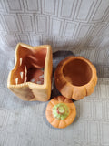 Pair of Terracotta Jack-O-Lantern Candle Votives