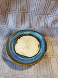 Blue Glazed Footed Pillar Candle Holder