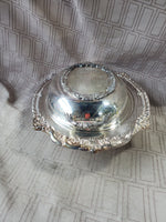 Silverplate Vegetable Serving Dish with Divided Glass Dish Insert