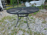 Black Metal Patio Dining Table w/Scroll Work Accents