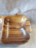 Carved Wooden 2 Sectioned Rectangular Platter