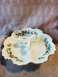 Porcelain Ware 3 Section Holly Yuletide Bon Bon Dish