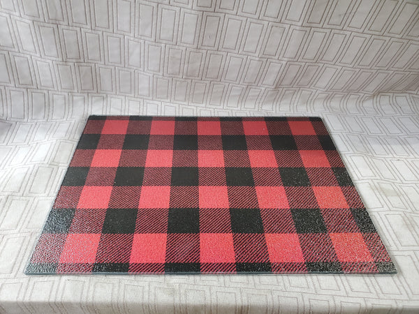 Crofton Red Plaid Glass Counter Saver