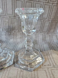 Pair of Clear Glass Tapered Candlesticks