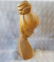 Asian Inspired Hand Carved Wood Woman Bust