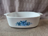 Corning Ware "Blue Velvet Rose" Casserole Dish NO LID