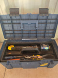 Blue Plastic Tool Box w/Some Tools Inside