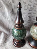 Pair of Kirklands Orb Finials