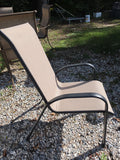 Grey and Tan Outdoor Chair, Aluminum Frame w/Mesh Seat