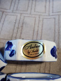 Set of 4 Andrea by Sadek Blue and White Porcelain Napkin Rings (2 SETS AVAILABLE PRICED INDIVIDUALLY AT 12 EACH)