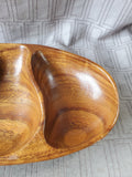 Carved Wooden 3 Sectioned Serving Tray