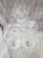 Lot of 5 Etched Clear Glass Martini Glasses