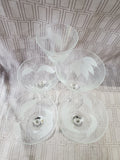 Lot of 5 Etched Clear Glass Martini Glasses