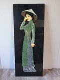 Asian Inspired Lacquer Woman Painting