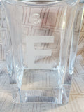 Tiffany & Co. Etched Crystal Square Decanter—Initial "E"