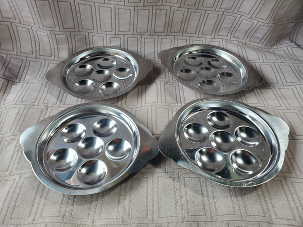 Set of 4 Stainless Steel Escargot Trays