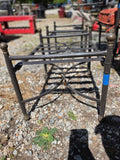 Pair of Black Metal Reclining Outdoor Chairs w/Brass Accents and Ottomans *Read Description*