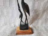 Hand Carved Water Buffalo Horn Heron Figurine (A)