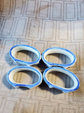 Set of 4 Andrea by Sadek Blue and White Porcelain Napkin Rings (2 SETS AVAILABLE PRICED INDIVIDUALLY AT 12 EACH)