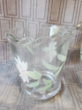 Hand Painted Clear Glass Creamer and Sugar Set