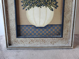 Blueberry Plant Painting on Wood Signed T. Sears
