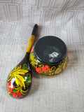 Russian Khokhloma Lacquerware Decorative Bowl and Spoon Set