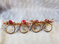 Set of 4 Red Beaded Napkin Rings